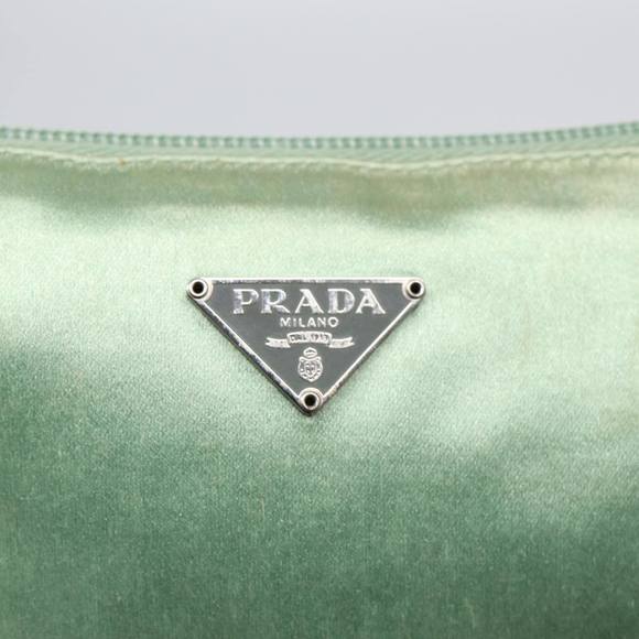 PRADA Pouch Satin Green Silver Auth 86519 - Picture 12 of 16